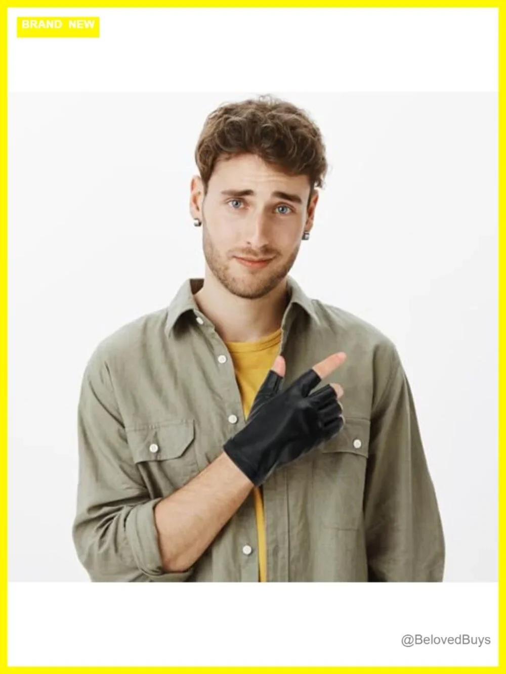 Fingerless PU Faux Leather Gloves Half Finger Biker Driving Riding Gloves